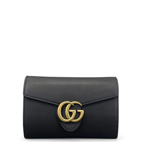 Gucci GG Marmont Chain Wallet Grained Calfskin Black Gucci GG Marmont Chain Wallet Grained Calfskin Black