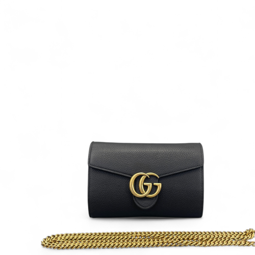 Gucci GG Marmont Chain Wallet Grained Calfskin Black Gucci GG Marmont Chain Wallet Grained Calfskin Black