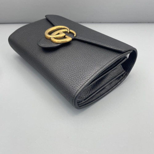 Gucci GG Marmont Chain Wallet Grained Calfskin Black Gucci GG Marmont Chain Wallet Grained Calfskin Black