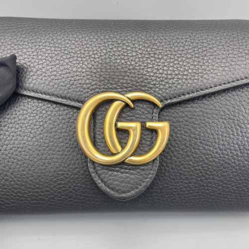 Gucci GG Marmont Chain Wallet Grained Calfskin Black Gucci GG Marmont Chain Wallet Grained Calfskin Black