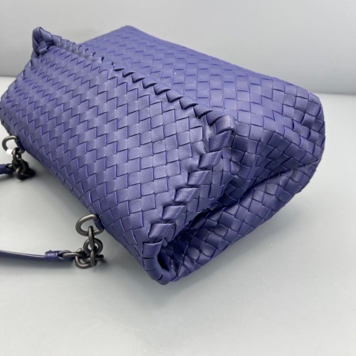 Bottega Veneta Large Olimpia Shoulder Bag Lambskin Intrecciato Nappa Dark Blue