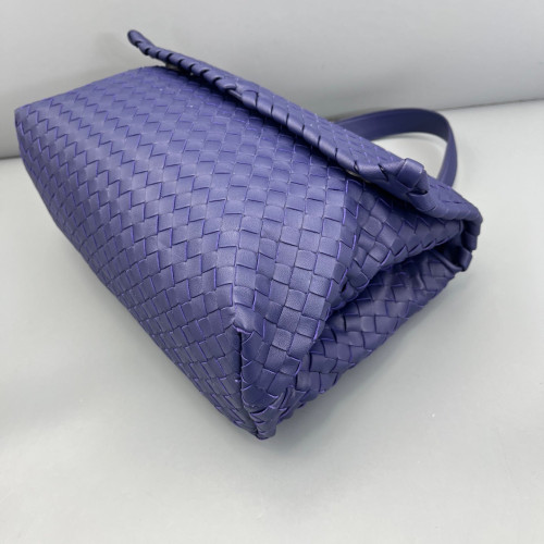 Bottega Veneta Large Olimpia Shoulder Bag Lambskin Intrecciato Nappa Dark Blue
