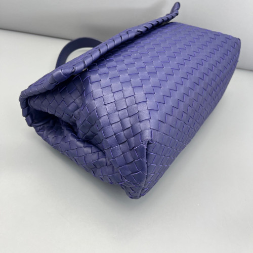 Bottega Veneta Large Olimpia Shoulder Bag Lambskin Intrecciato Nappa Dark Blue