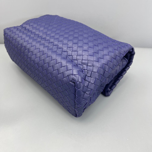 Bottega Veneta Large Olimpia Shoulder Bag Lambskin Intrecciato Nappa Dark Blue