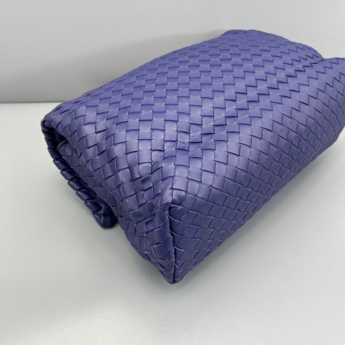 Bottega Veneta Large Olimpia Shoulder Bag Lambskin Intrecciato Nappa Dark Blue