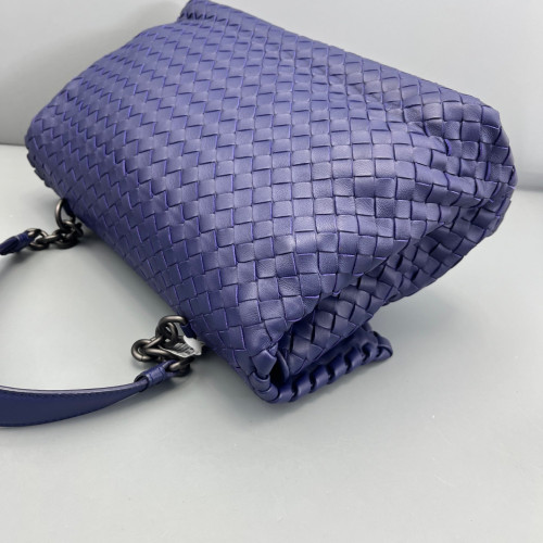 Bottega Veneta Large Olimpia Shoulder Bag Lambskin Intrecciato Nappa Dark Blue