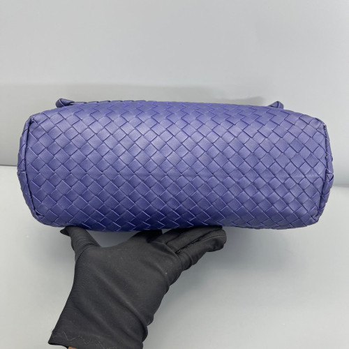 Bottega Veneta Large Olimpia Shoulder Bag Lambskin Intrecciato Nappa Dark Blue