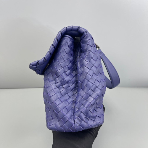 Bottega Veneta Large Olimpia Shoulder Bag Lambskin Intrecciato Nappa Dark Blue