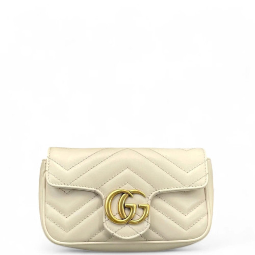 Gucci Diamante Super Mini GG Marmont Calfskin White