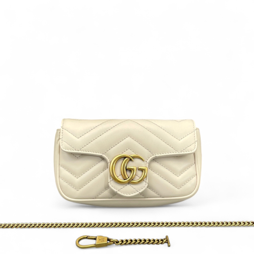 Gucci Diamante Super Mini GG Marmont Calfskin White