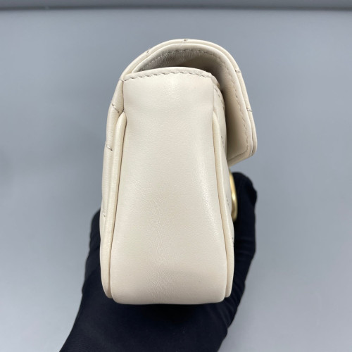 Gucci Diamante Super Mini GG Marmont Calfskin White