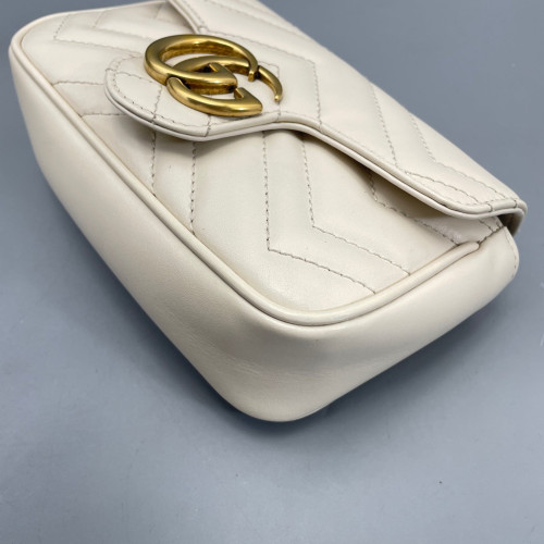 Gucci Diamante Super Mini GG Marmont Calfskin White