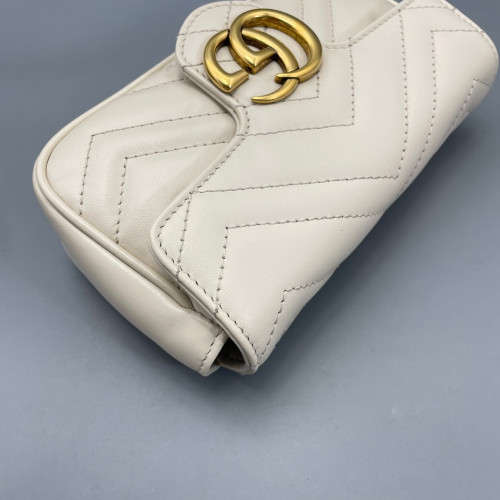 Gucci Diamante Super Mini GG Marmont Calfskin White