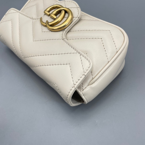 Gucci Diamante Super Mini GG Marmont Calfskin White