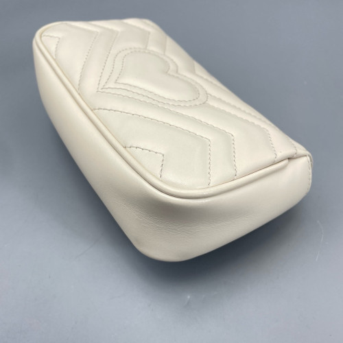Gucci Diamante Super Mini GG Marmont Calfskin White