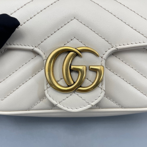 Gucci Diamante Super Mini GG Marmont Calfskin White