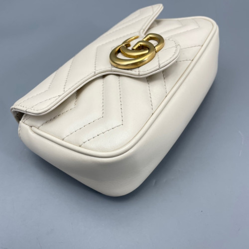 Gucci Diamante Super Mini GG Marmont Calfskin White