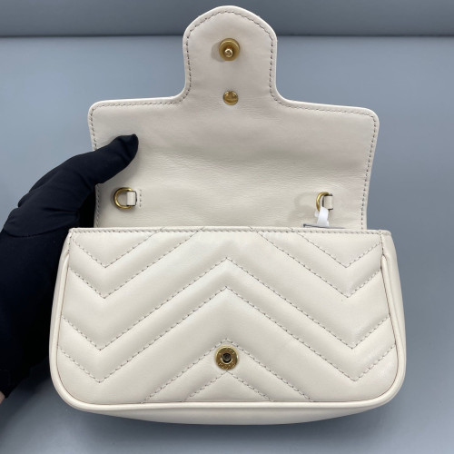 Gucci Diamante Super Mini GG Marmont Calfskin White