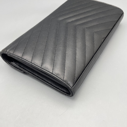 Yves Saint Laurent Envelope Wallet On Chain Shiny Caviar Calfskin Black