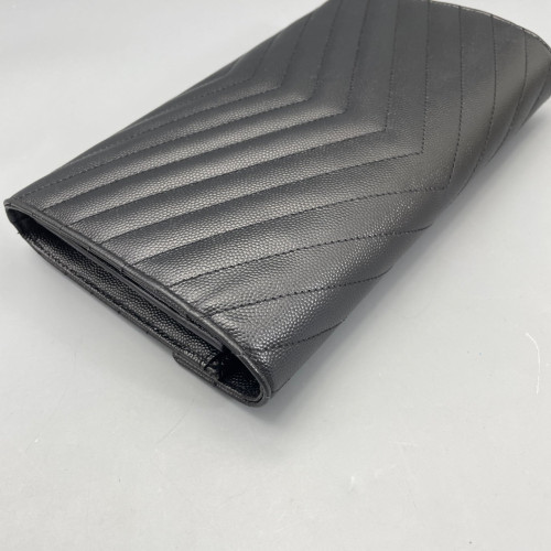 Yves Saint Laurent Envelope Wallet On Chain Shiny Caviar Calfskin Black