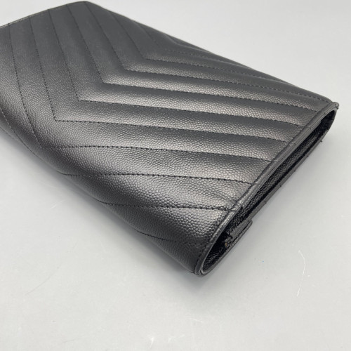 Yves Saint Laurent Envelope Wallet On Chain Shiny Caviar Calfskin Black