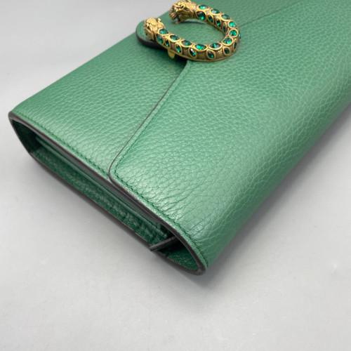 Gucci Mini Dionysus Chain Wallet Grained Calfskin Green
