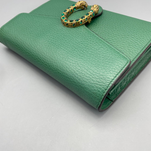Gucci Mini Dionysus Chain Wallet Grained Calfskin Green