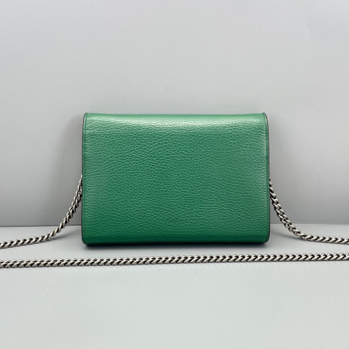 Gucci Mini Dionysus Chain Wallet Grained Calfskin Green