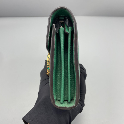 Gucci Mini Dionysus Chain Wallet Grained Calfskin Green