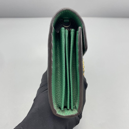 Gucci Mini Dionysus Chain Wallet Grained Calfskin Green
