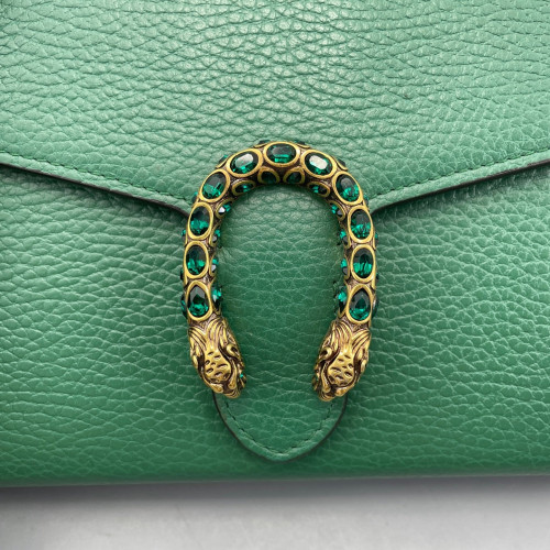 Gucci Mini Dionysus Chain Wallet Grained Calfskin Green