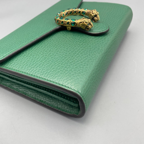 Gucci Mini Dionysus Chain Wallet Grained Calfskin Green