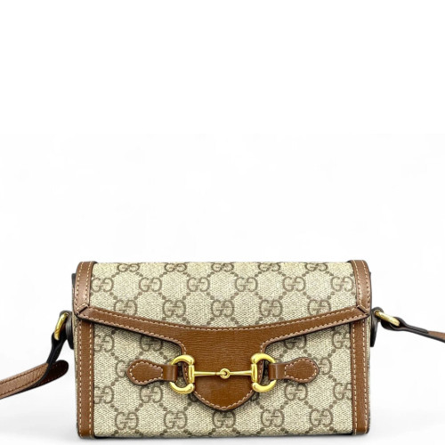 Gucci Mini Horsebit 1955 GG Supreme Monogram Brown Gucci Mini Horsebit 1955 GG Supreme Monogram Brown