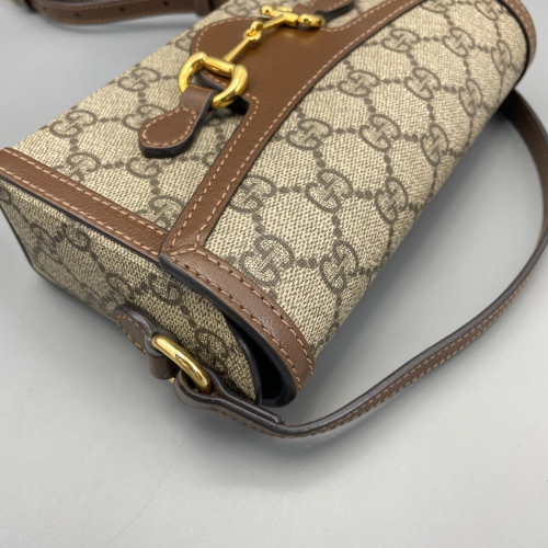 Gucci Mini Horsebit 1955 GG Supreme Monogram Brown Gucci Mini Horsebit 1955 GG Supreme Monogram Brown