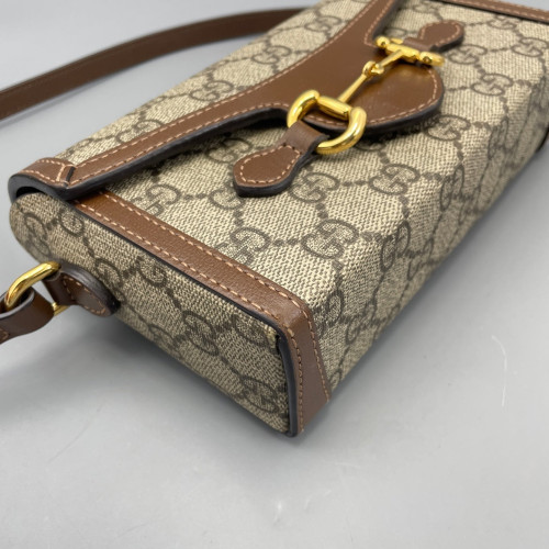 Gucci Mini Horsebit 1955 GG Supreme Monogram Brown Gucci Mini Horsebit 1955 GG Supreme Monogram Brown