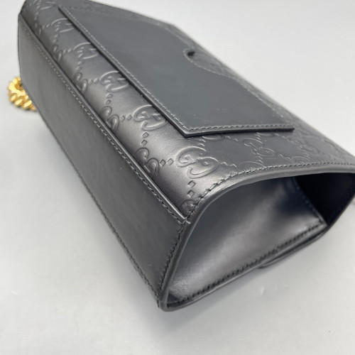 Gucci Small Padlock Shoulder Bag Guccissima Black