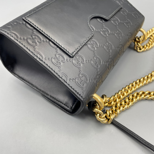 Gucci Small Padlock Shoulder Bag Guccissima Black