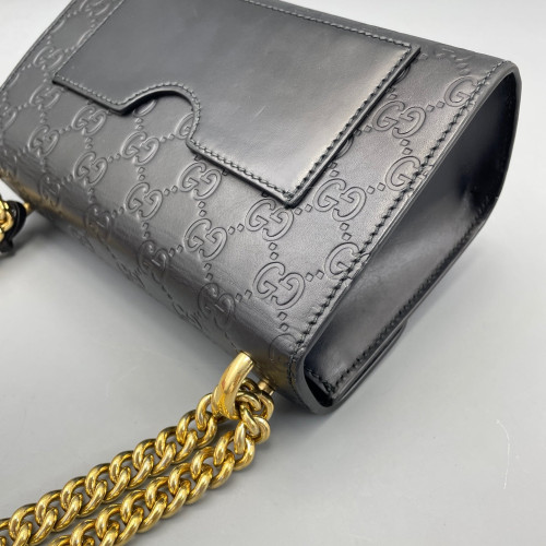 Gucci Small Padlock Shoulder Bag Guccissima Black