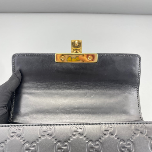 Gucci Small Padlock Shoulder Bag Guccissima Black