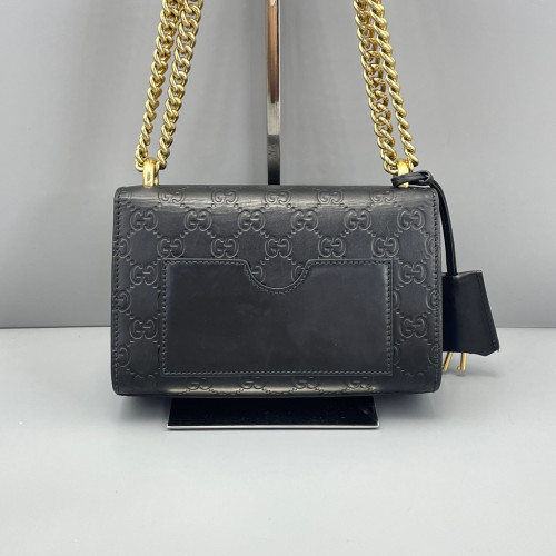 Gucci Small Padlock Shoulder Bag Guccissima Black