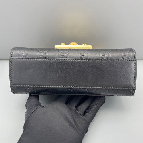 Gucci Small Padlock Shoulder Bag Guccissima Black