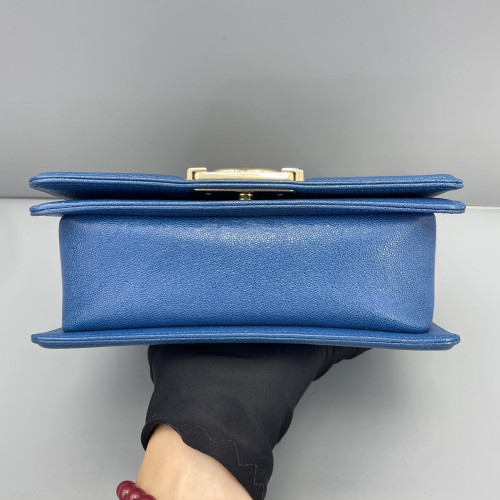 Chanel Quilted Mini Boy Flap Grained Calfskin Blue