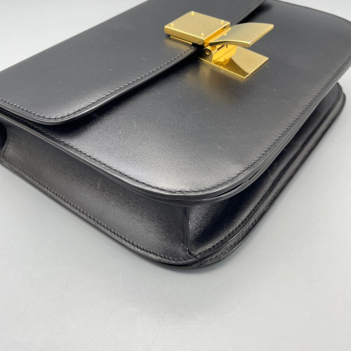 Celine Medium Classic Box Glace Calfskin Shiny Calfskin Black
