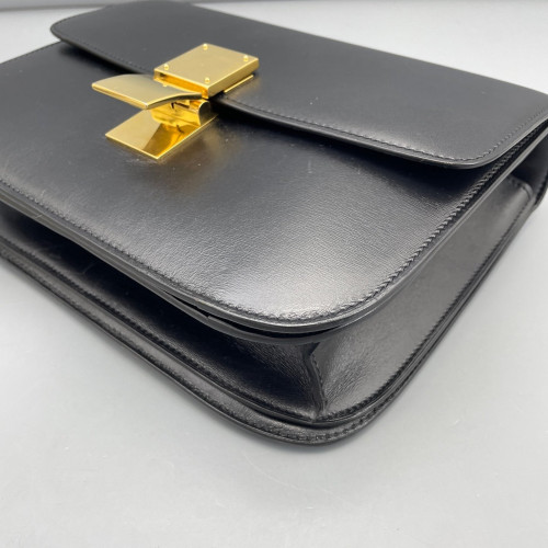 Celine Medium Classic Box Glace Calfskin Shiny Calfskin Black