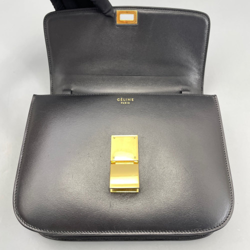 Celine Medium Classic Box Glace Calfskin Shiny Calfskin Black