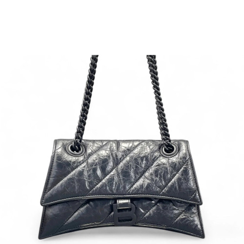 Balenciaga Crush Chain Shoulder Bag Xs Aged Calfskin Black