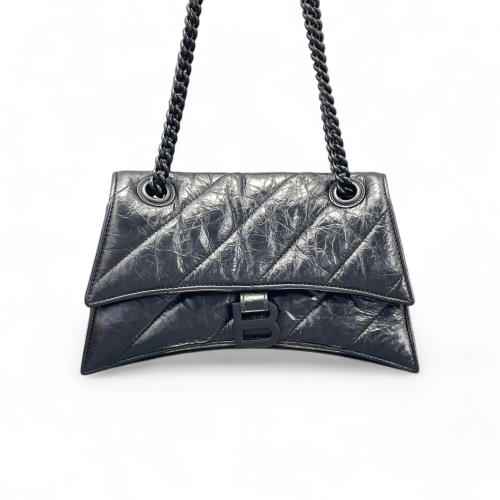Balenciaga Crush Chain Shoulder Bag Xs Aged Calfskin Black