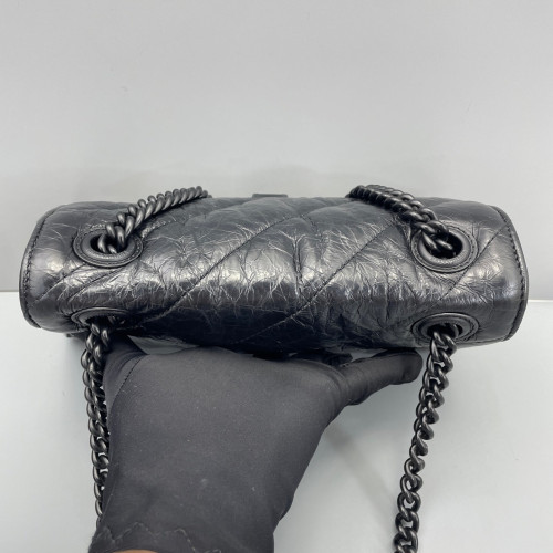 Balenciaga Crush Chain Shoulder Bag Xs Aged Calfskin Black