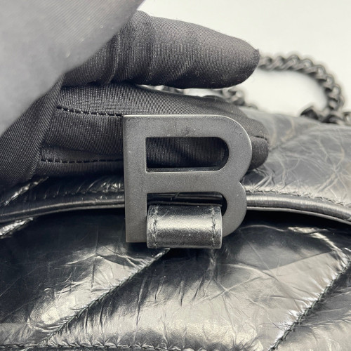 Balenciaga Crush Chain Shoulder Bag Xs Aged Calfskin Black