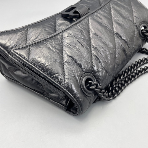 Balenciaga Crush Chain Shoulder Bag Xs Aged Calfskin Black